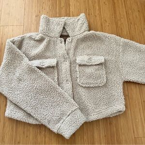 $8 SALE - Pink Rose Cropped Faux Fur Sherpa Jacket